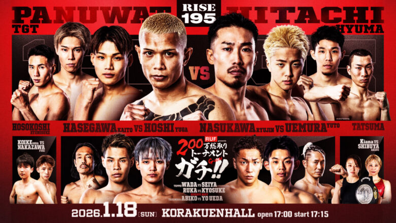『RISE195』全試合の勝敗予想企画をスポーツ予想アプリ「なんドラ」で開催 ！〜2026年最初のメインはパヌワット vs 常陸のスーパーフェザー級王座決定戦！〜